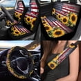 thumbnail image 2 of Uorisanigo American Flag Sunflower 10 Pieces Auto Accessories Set with Comfortable Car Seat Covers and Steering Wheel Cover Car Seat Belt Cover Auto Water Cup Pad Suitable for Cars SUVs, 2 of 7
