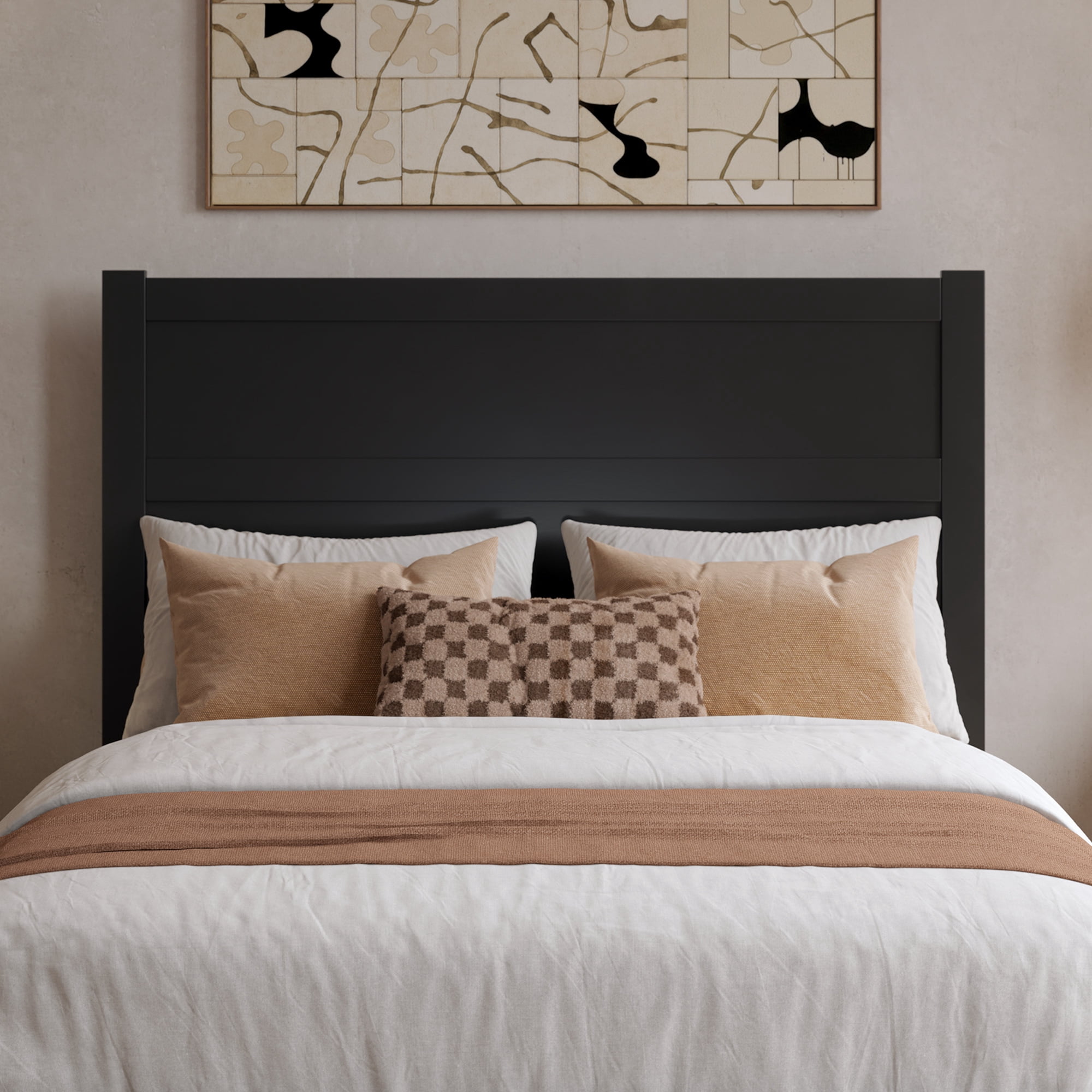 AFI Aveline Full Modern Panel Wood Headboard, Black