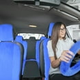thumbnail image 3 of FH Group Doe16 Fluffy Faux Fur Car Seat Cushions Full Set for Most Cars, Trucks, SUVs or Vans Blue – Full Set, 3 of 8
