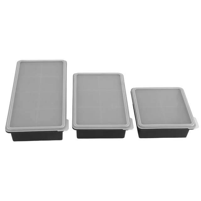 3 piezas de silicona para hacer cubitos de hielo, bandejas de hielo flexibles con tapa, molde DIY, accesorios de cocina, negro