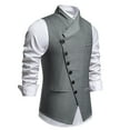 thumbnail image 3 of Cloudstyle Men's Solid Color Single-Breast Angled Closure Vest - Standard Fit Sleeveless Waistcoat with Notch Lapel, 3 of 13
