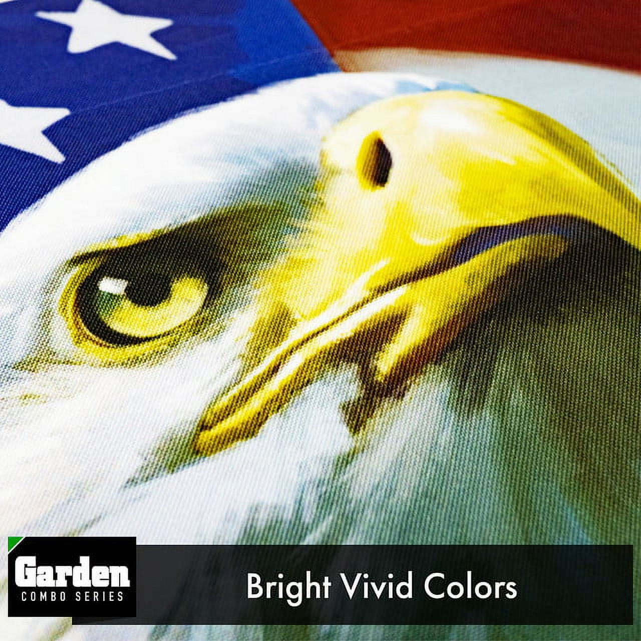 G128 Combo Pack: Garden Flag Stand Black 36x16IN & Garden Flag God Bless America USA Flag with Eagle 12x18IN