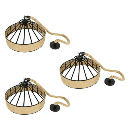 

3X E27 Rope Hanging Lamp Vintage Pendant Lamp Ceiling Light Retro Antique Industrial Adjustable Lamp Cage (30 CM)