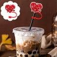 thumbnail image 1 of Valentine's Day Straw Cap Straw Cap Silicone Cap Plug Cute Cartoon Straw Decoration Extra Long 15, 1 of 7