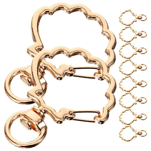 GOOHOCHY  10 Pcs Key Chain Shell Shape Keychain Clasp Snap Clip Seashells Golden