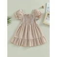 thumbnail image 4 of Caoirhny Toddler Girls Summer Casual Dress Short Puff Sleeve A-line Plaid Dress for Party, Travel, 4 of 9