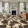 thumbnail image 2 of Cow Print 6x9 Area Rugs, Farmhouse Beige Brown Animal Prints Vintage Non-Skid Rubber Backing Large Rectangle Rugs - Living Room Bedroom Home Office, Indoor Floor Mat Carpets Washable Rug, 2 of 9
