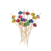 WHAMVOX 100pcs Food Picks Cocktail Fruit Appetizer Drink Picks Sticks Disposable Wood Toothpicks Party Supplies (Colorful Strawberry)