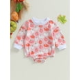 thumbnail image 2 of Newborn Baby Girl Boy Halloween Outfit Pumpkin Sweatshirt Romper Crewneck Long Sleeve Fall Winter Clothes, 2 of 8