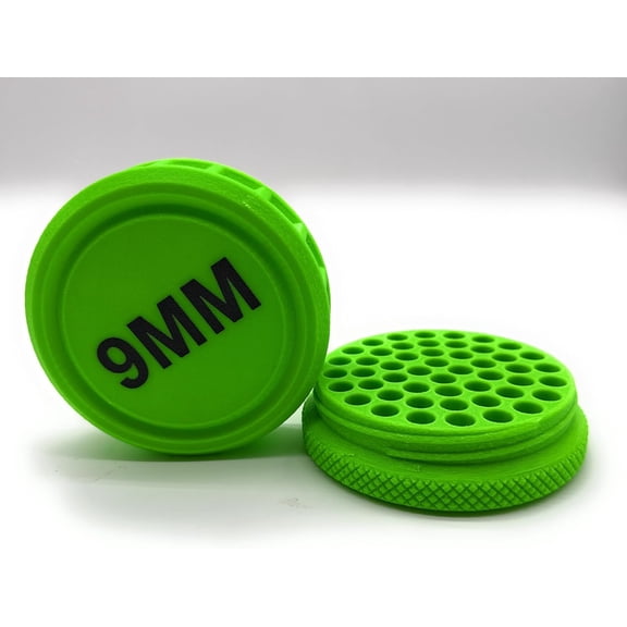 9MM Ammo Storage Box, 50 Round Screw‑Top Hard Shell Ammunition Organizer Case, 3D‑Printed Portable Round Ammo Holder for Shooting Range Outdoor Storage (Ammo Not Included) 2PCS