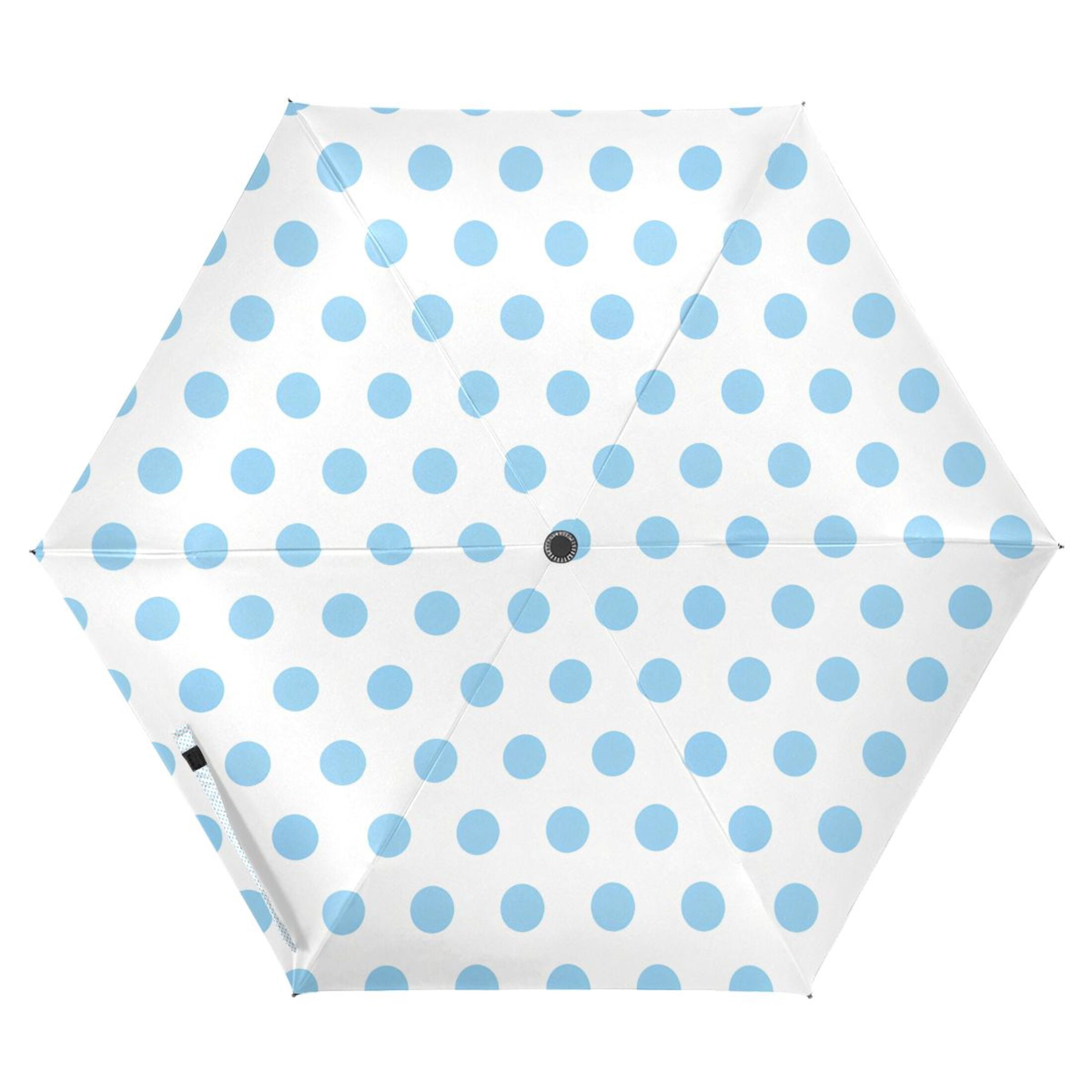 Light Blue Polka Dot Compact Sun Umbrella Windproof Travel Umbrellas for Rain Strong Portable UV Protection
