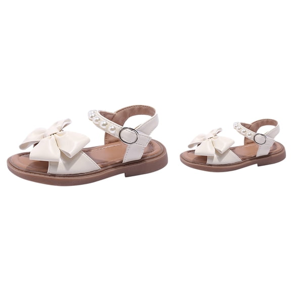 Girls' Sandals Summer Children's Soft Sole Fashion Bow Princess Shoes, Toddler Kids Open-Toe Casual Low Heel Hook & Loop Buckle Beach Party Dress Sandals