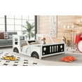 thumbnail image 3 of Full Size Classic Car-Shaped Platform Bed with Wheels,White, 3 of 12