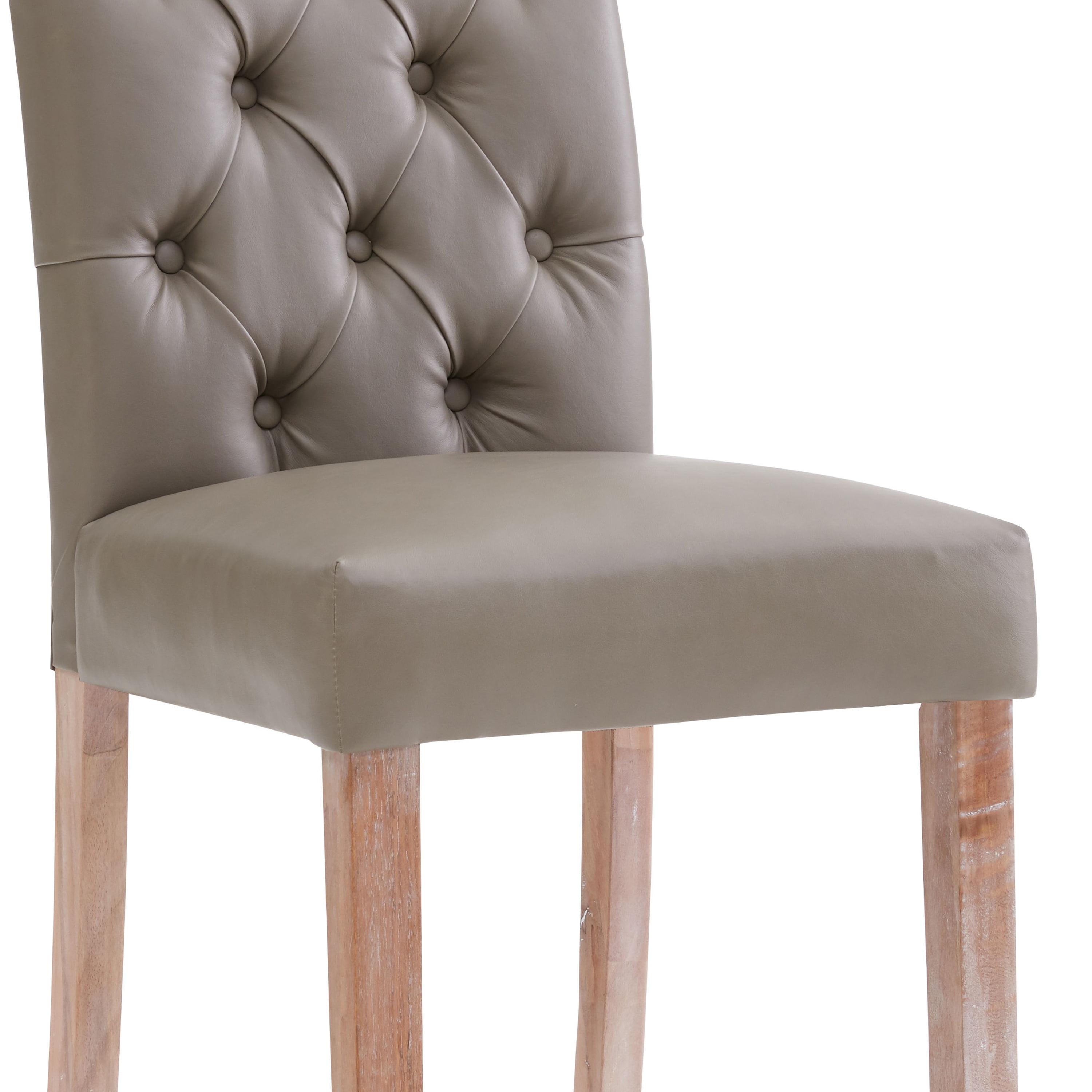 AC Pacific Natalie Roll Top Tufted Grey Faux Leather Modern Dining Chair (Set of 2)