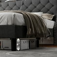 thumbnail image 7 of iPormis King Bed Frame with Upholstered Wingback Button Tufted Storage Headboard, Luxurious Platform Bed with Charging Station, Sturdy Wooden Slats Support,No Box Spring Needed, Dark Gray, 7 of 7
