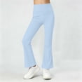 thumbnail image 4 of Hurxie Bootcut Leggings for Girls High Waist Soft Stretch Women Yoga Pants Teen Dance Running Light Blue,5-6Years, 4 of 7