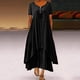 thumbnail image 2 of Moda casual mujer casual manga corta con cuello en v sólido irregular vestidos largos vestido Pompotops  ghjkhdj16985, 2 of 5
