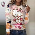 thumbnail image 1 of Camiseta de manga larga con estampado de flores para mujer, ropa básica de cuello redondo, informal, vacaciones, fin de semana, dulce, Primavera, 1 of 4