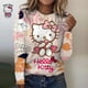 thumbnail image 1 of Camiseta de manga larga con estampado de flores para mujer, ropa básica de cuello redondo, informal, vacaciones, fin de semana, dulce, Primavera, 1 of 4