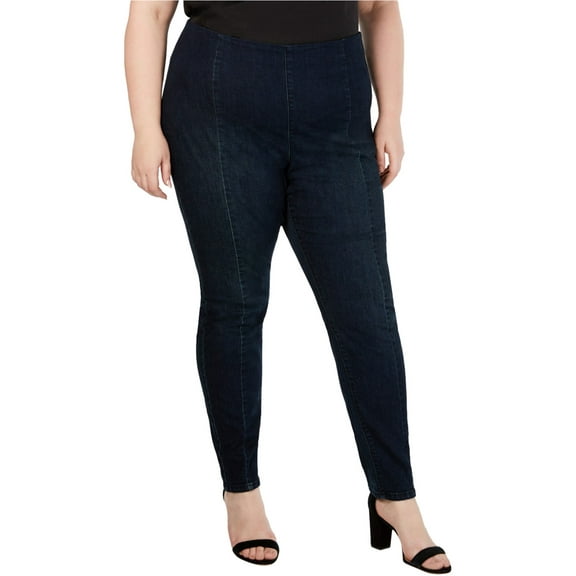I.N.C Womens Seamed Pull On Jeggings, Blue, Plus Size, 14W Regular