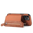 thumbnail image 6 of TECH CIRCLE Case Compatible with iPhone 12/iPhone 12 Pro 6.1 inch,Weave Pattern Leather Double Magnetic Clasp Card Slots Holder Back Wallet Shockproof Phone Cover,Brown, 6 of 12