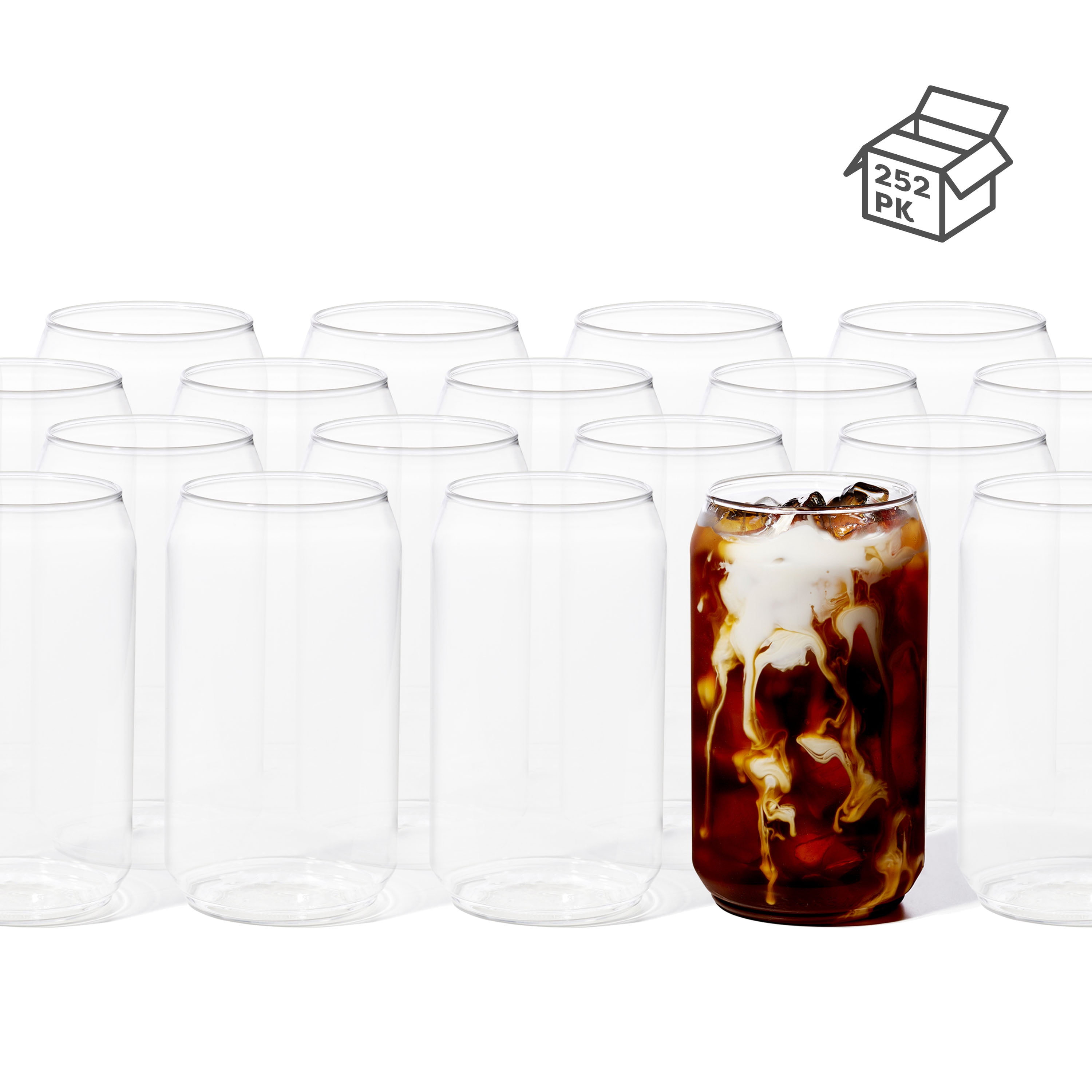 TOSSWARE Clear Plastic 12oz Beer Can Glass, Set of 252