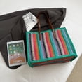 thumbnail image 3 of Bolso de Mano Tejido a Rayas para Mujer Likrtyny Al Aire Libre Verde, 3 of 4