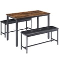 thumbnail image 5 of Bar Table with 2 Dining Benches, Kitchen Table Counter with Chairs, Industrial for Kitchen Breakfast Table, Living Room, Party Room, Brown and Black,43.3″L x 23.6″W x 29.9″H, 5 of 7