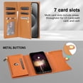 thumbnail image 4 of Phone Case for Samsung Galaxy S25 Plus Wallet Cover with Crossbody Strap and Wrist Strap, Card Slots Stand PU Leather Flip Magnetic Buckle Zipper Pocket for Galaxy S25 Plus Case Women Girls, Brown, 4 of 6