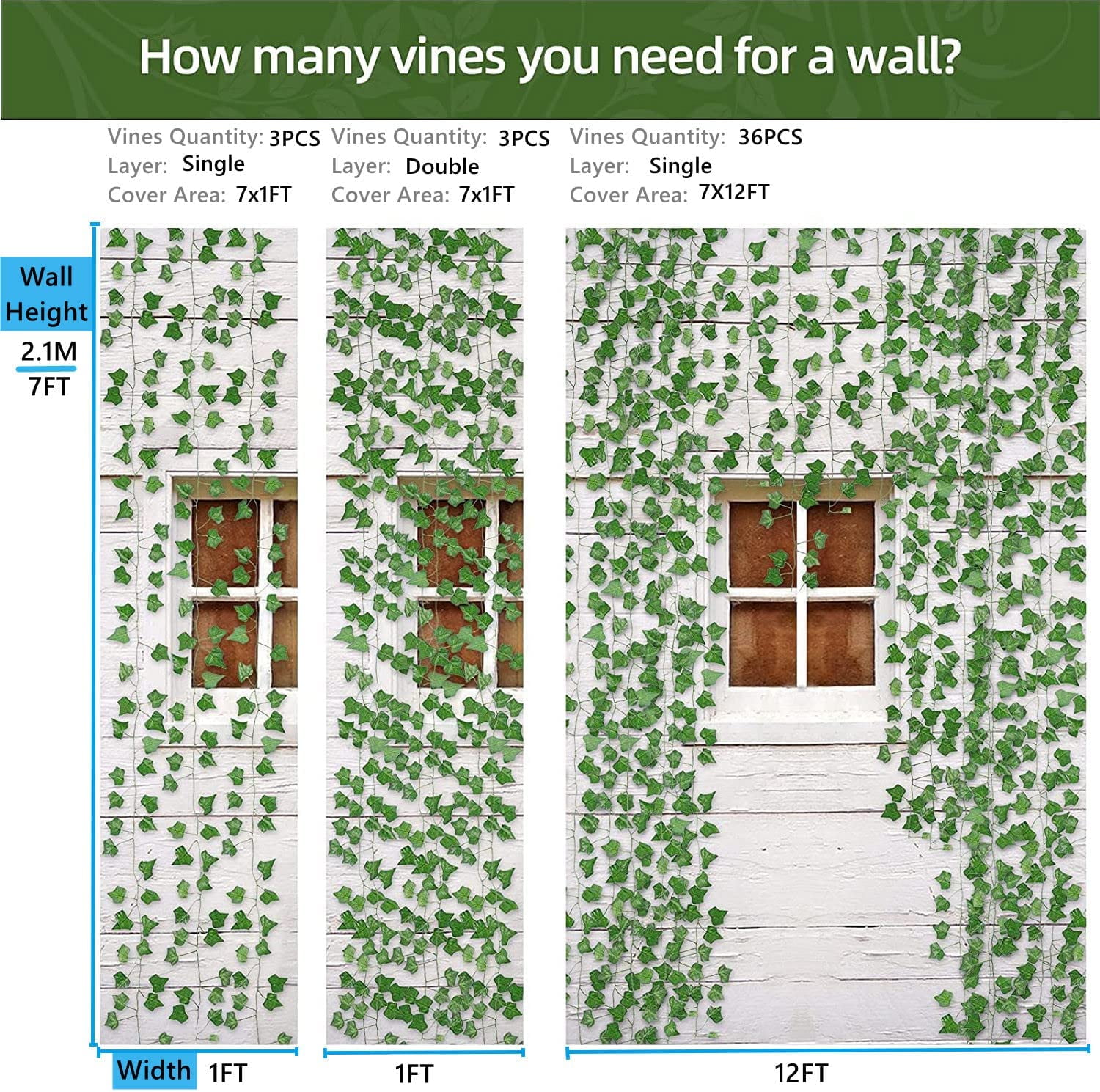 Morttic 12 Strands Fake Ivy Garlands Leaves Artificial Vines Faux Green Hanging Plants for Bedroom Wall House Decor Outdoor Wedding Photography Backdrops