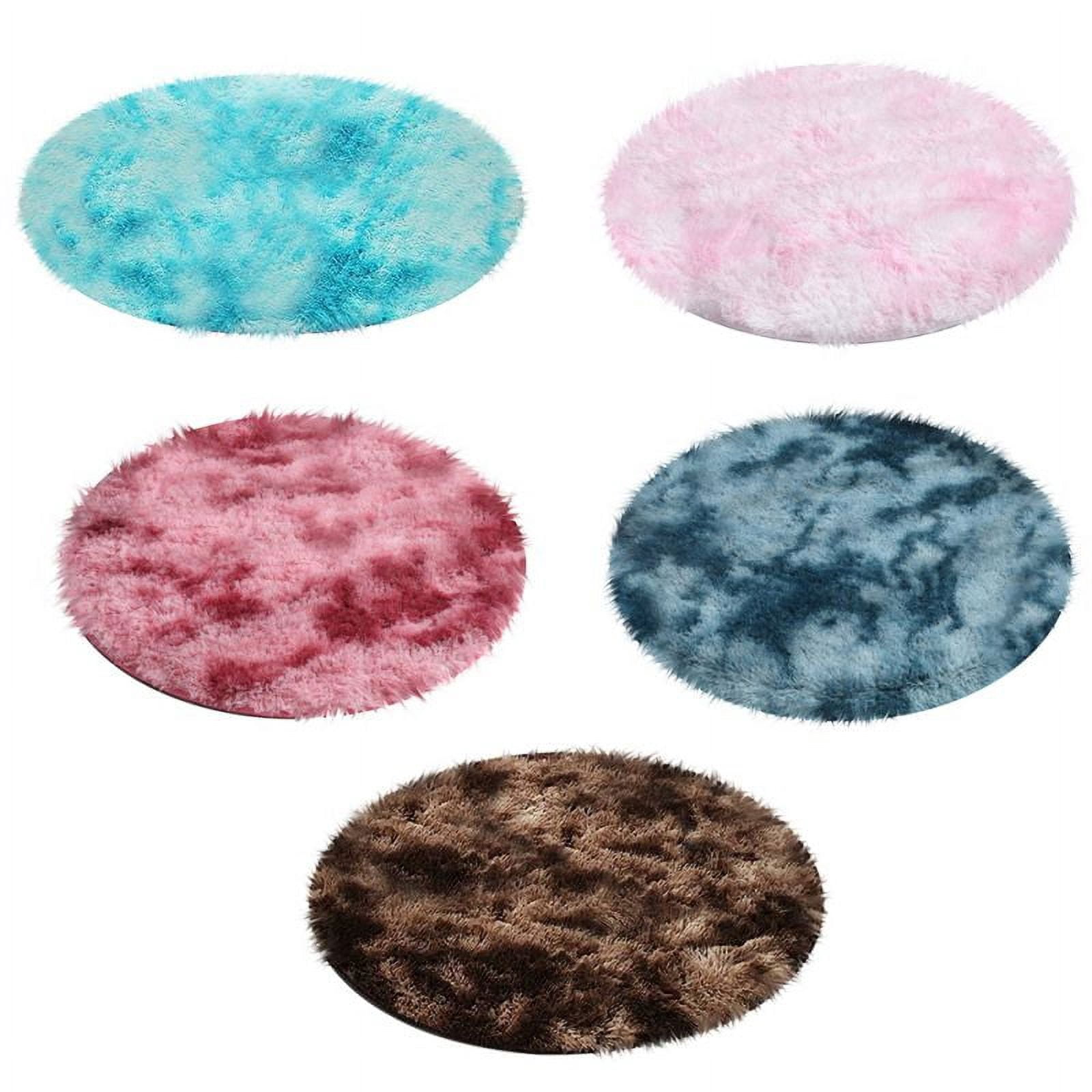 Fluffy Shaggy Round Area Rug For Kids Children Bedroom Playroom Round Plush Carpet Living Room Decor Soft Faux Fur Luxury Rug Plush Multicolor Area Rug