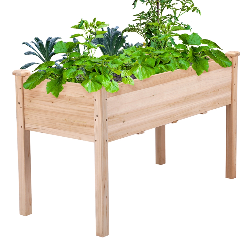Easyfashion Wooden Raised/Elevated Garden Bed Planter Box Kit for