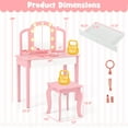thumbnail image 3 of Gymax Kids Vanity Table Set 2-in-1 Princess Makeup Dressing Desk w/Mirror Stool Drawer Pink, 3 of 10