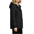 thumbnail image 3 of Plus Size Jackets for Women Casual Hooded Waterproof Regular Long Sleeve Solid Color Outdoor Hiking Drawstring Windbreaker with Pockets, 3 of 9