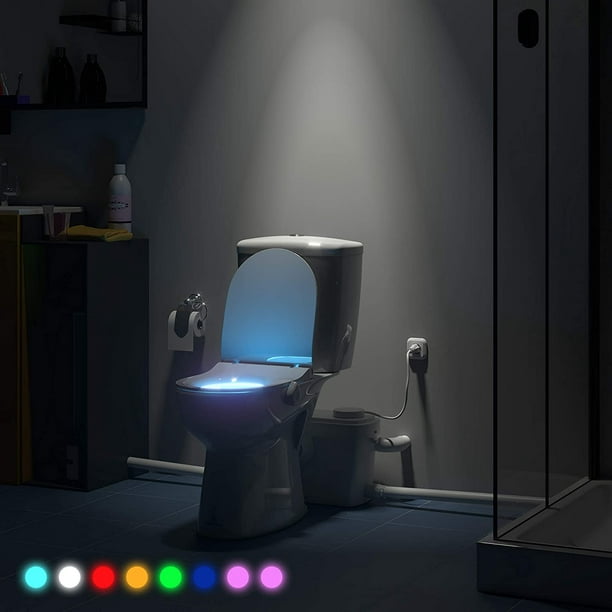 Veilleuse de toilette Silent Venus (8 couleurs LED) – Lumière de siège de  toilette avec détecteur de mouvement – Lumière de cuvette lumineuse – Siège  de toilette lumineux – Lampe de toilette