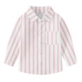 thumbnail image 6 of Oxford Dress Shirts for Boys Striped Long Sleeve Collared Button Up Shirt with Chest Pocket School Uniform (2-3 Years, Pink), 6 of 7