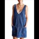 thumbnail image 1 of Minivestido Vaquero para Mujer, con Tirantes Ajustables, Falda Alta, Informal, Tipo Enterito Vaquero. Azul Oscuro M, 1 of 9