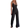 thumbnail image 2 of Homenesgenics Summer Jumpsuit for Women Women Short Sleeve Playsuit Clubwear Straight Leg Jumpsuit with Belt, 2 of 2