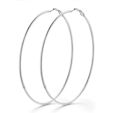 KeyStyle 100mm Hoop Earrings Large Stainless Steel Big Hoop Earrings for Women Lightweight Earrings Jewelry Everyday Gift for Women