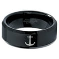 thumbnail image 2 of Tungsten Anchor Band Ring 8mm Men Women Comfort Fit Black Beveled Edge Polished, 2 of 4