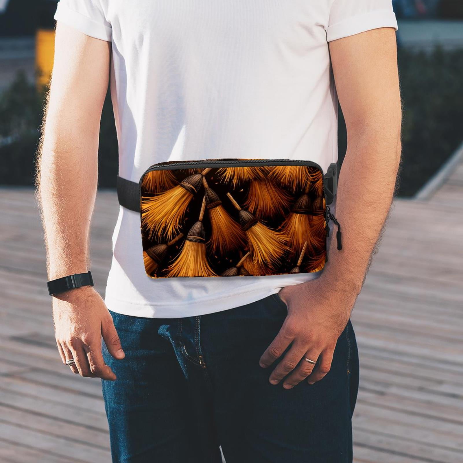 Halloween broomsticks Versatile Lightweight Sling Bag Fanny Pack Cross Body Bag with Adjustable Extension Strap for Unisex