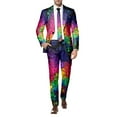 thumbnail image 4 of VBARHMQRT Mens Big and Tall 4th of July Outfit Mens Purple and Gold Carnival Suit All Print and Pants Two Piece Set Men Two Piece Outfits Sets Shorts Summer Green 4th of July Outfits for Men Shorts, 4 of 6