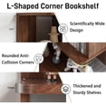 thumbnail image 6 of 66-Inch Tall 6-Tier L-Shaped Corner Bookshelf with Baffle, Walnut Freestanding Display Bookcase for Living Room or Office, 6 of 9