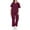Wine, variant on WTOBBY Women's Functional Workwear Set, Short Sleeve Solid Color Top with Pockets & Stretchy Pants, Practical Nursing Uniform,Black L