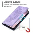 thumbnail image 2 of SaniMore for Samsung Galaxy A15 Case, PU Leather Embosed Mandala Flower Wallet Protective Phone Cover Card Slots Pocket Purse Women Men Kickstand Vintage Shockproof Anti-fall Shell, Purple, 2 of 8