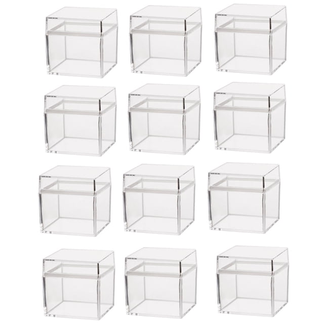 24 cajas de plástico transparentes para dulces, regalo, cuadradas.
