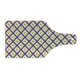 thumbnail image 1 of Mardi Gras Cutting Board, Classical Diamond Line Rhombus Pattern in Traditional Carnival Colors, Tempered Glass Cutting and Serving Board, Wine Bottle Shape, Purple Yellow Green, by Ambesonne, 1 of 1