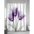 thumbnail image 5 of Shower Curtain Purple Tulip Shower Curtains for Bathroom, Waterproof Polyester Shower Curtain Set with Hooks, Stall Long Size 54"x78" Plant Floral, 5 of 6