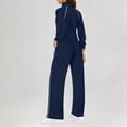 thumbnail image 4 of Wutalume Women's Fashionable Casual 2-Piece Set, Long Sleeve Solid Color Sweatshirt and Wide Leg Pants, Trendy Lounge Outfit,Navy 2XL, 4 of 5