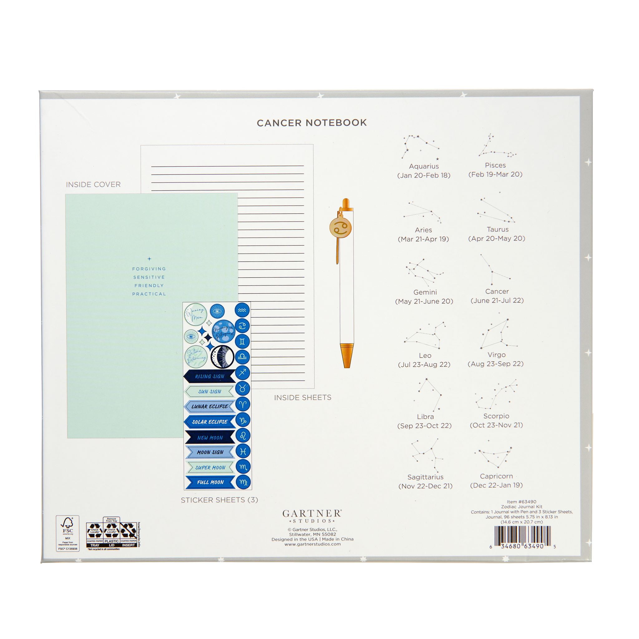 Gartner Studios Cancer Casebound Blank Diary & Journal with Pen, Blue, 5.75" x 8.12", 96 Pages